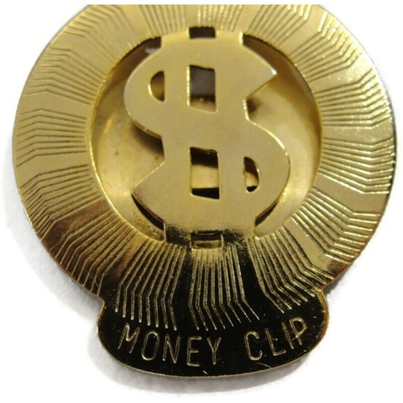 Vintage Circle Dollar Sign Money Clip Men Wallet ID Credit Card Holder - Picture 3 of 8